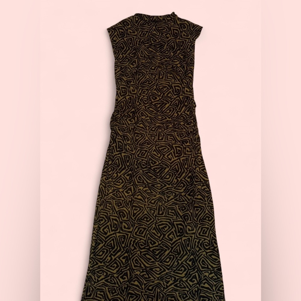Proenza Schouler Green Black Abstract Stretch Bodycon Dress Mock Neck Size M - Picture 8 of 14